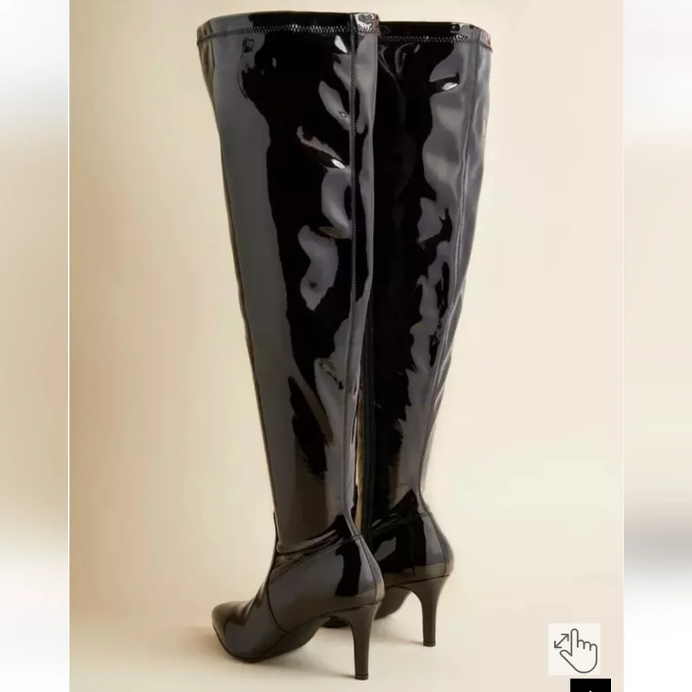 Torrid NWT Black Stretch Over-The-Knee Boot (WW) Sz 7.5 Stiletto Heel